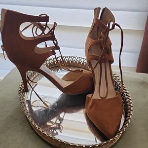 Elegant Brown Lace-Up Heels